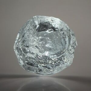 Vintage Kosta Boda Sweden Crystal Snowball Tea Votive Candle Holder Paperweight